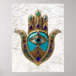 Póster Turquoise Third Eye Hamsa