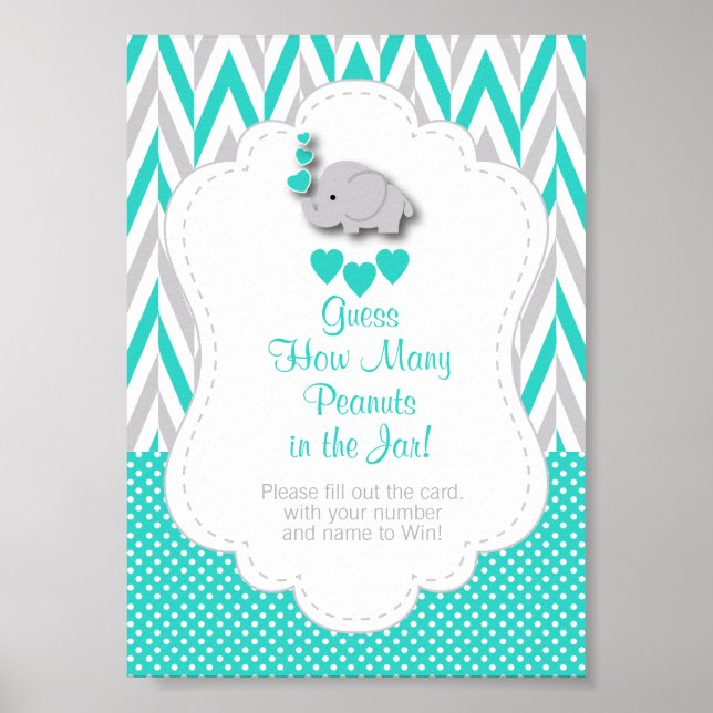 Póster Turquoise, White Gray Elephant Game Instruction (Frente)