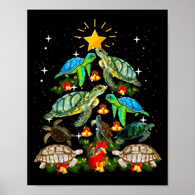 Póster Turtle Christmas Tree Shirt  (Frente)