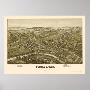 Póster Turtle Creek, PA Panoramic Map - 1897
