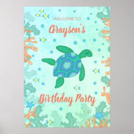 Póster Turtle Under the Sea Birthday Party
