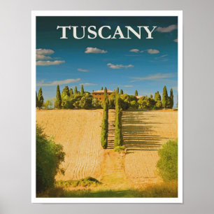 Póster Tuscany Italy Retro Vintage Travel