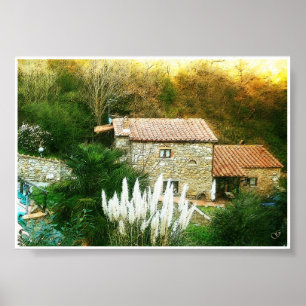 Póster Tuscany, Italy. Rustic house.
