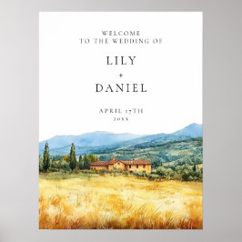 Póster Tuscany Rustic Country Wedding Welcome Sign