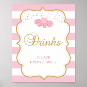Póster Tutu bebé bebe purpurina de oro rosa