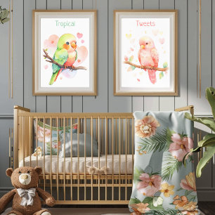 Póster Tweets tropicales Parrot Baby Boy