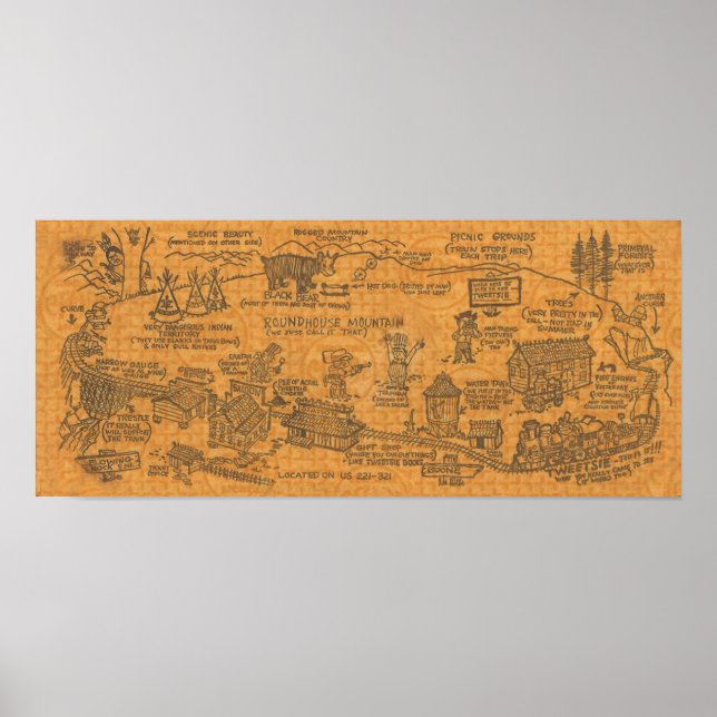 Póster Tweetsie Railroad de la época de los años 60 (Frente)