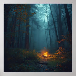 Póster Twilight Campfire – Mystical Forest Art Print