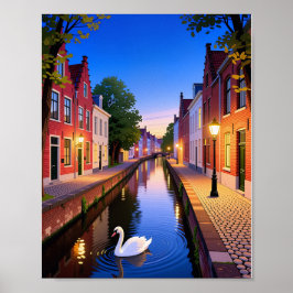 Póster Twilight in Bruges Canals Poster