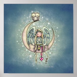 Póster Twinkle Little Angel and Owl Illustrated Art