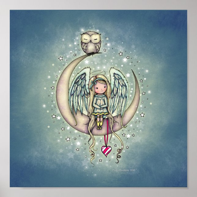 Póster Twinkle Little Angel and Owl Illustrated Art (Frente)