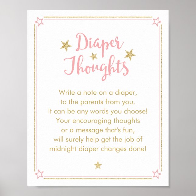 Póster Twinkle Little Star Baby Girl Shower Diaper Rótulo (Frente)