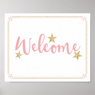 Póster Twinkle Little Star Baby Shower Bienvenida Oro Ros