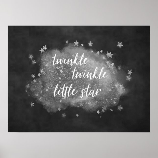 Póster Twinkle Little Star | Gris Carbón y Plata (Frente)
