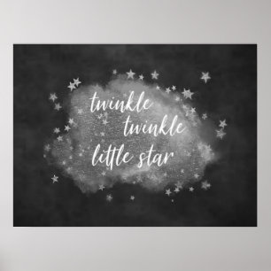 Póster Twinkle Little Star Gris Carbón y Plateado