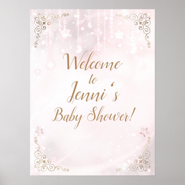 Póster Twinkle pequeño Star Rosa Gold Baby Shower (Frente)
