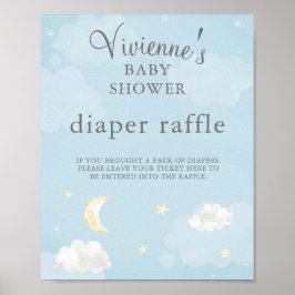 Póster Twinkle Star Light Blue Baby Shower Diaper Raffle