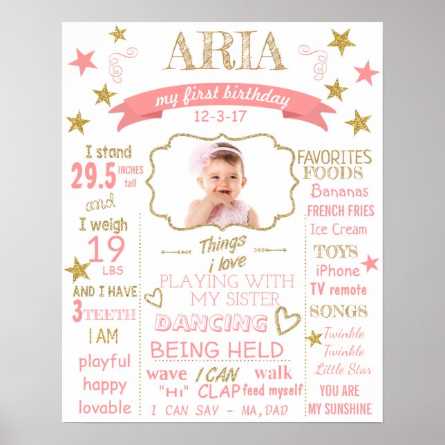 Póster Twinkle Tiwnkle Pequeña estrella poster de signos  (Frente)