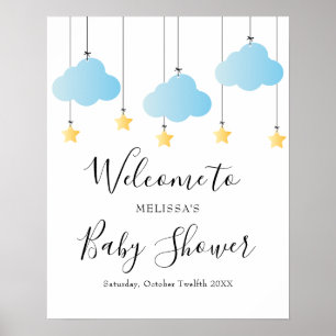 Póster Twinkle Twinkle Blue Boy Baby Shower Welcome SIgn