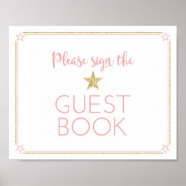 Póster Twinkle Twinkle Little Star Baby Shower Guest Book