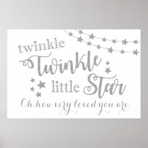 Póster Twinkle Twinkle Little Star Backdrop Silver Rótulo