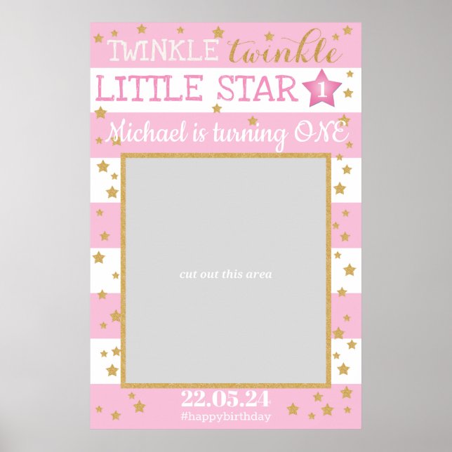 Póster Twinkle Twinkle Little Star Birthday Photo Prop (Frente)