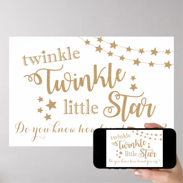 Póster Twinkle Twinkle Little Star Gold Backdrop Poster Zazzle.es