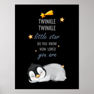 Póster Twinkle, Twinkle Little Star Super Cute Penguin