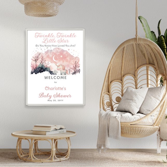 Póster Twinkle Twinkle Little Star Unicorn Baby Shower (Subido por el creador)