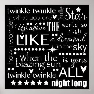 Póster Twinkle Twinkle Little Star Word Art