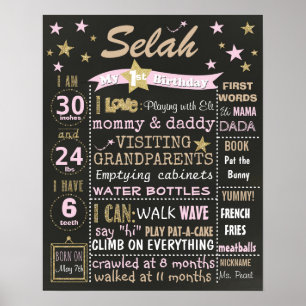Póster Twinkle Twinkle Pequeña estrella Cartel de cumplea