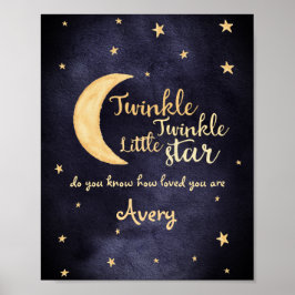 Póster Twinkle Twinkle pequeña estrella de guardería acua