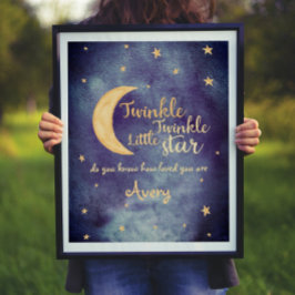 Póster Twinkle Twinkle pequeña estrella de guardería acua