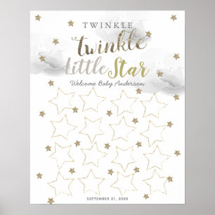 Póster Twinkle Twinkle Pequeña Estrella Gris Rótulo del l