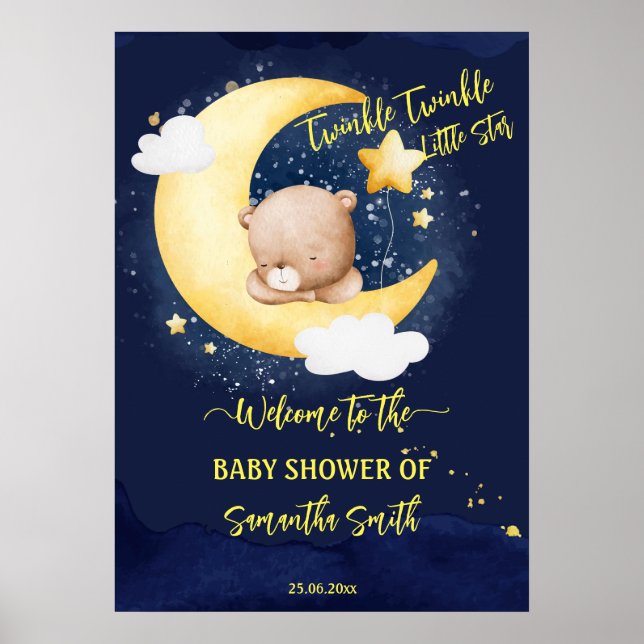 Póster Twinkle twinkle pequeña estrella pequeña ducha beb (Frente)