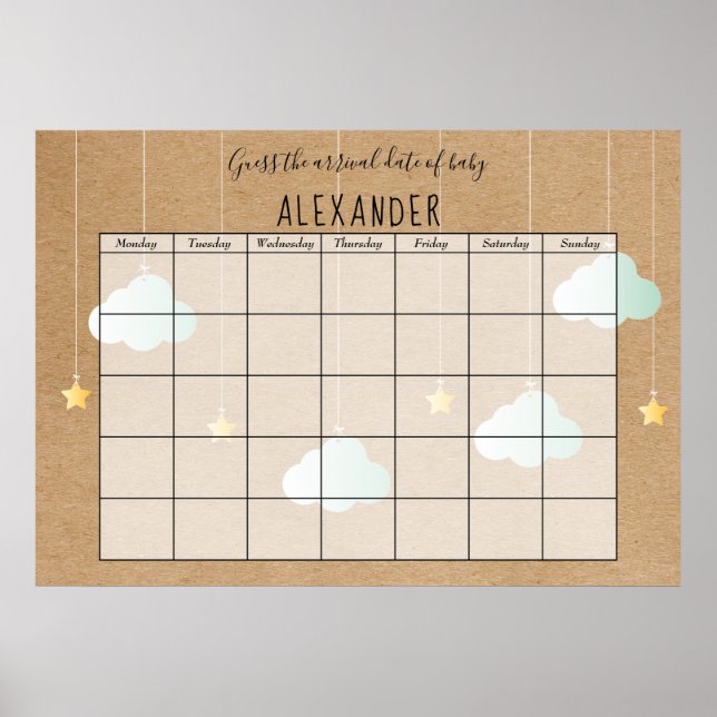 Póster Twinkle Twinkle Rústico Adivina La Fecha Probable (Frente)