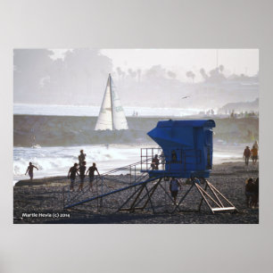 Póster Twins Bridges Lifeguard House y Sailboat II