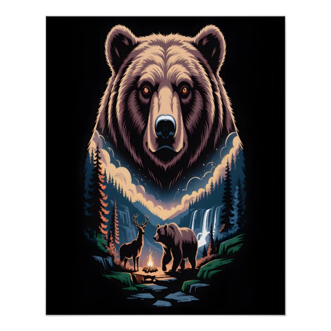 Póster Two bears in the forest dark (Anverso)