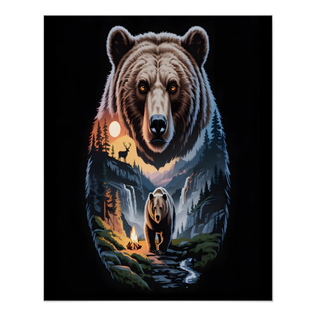 Póster Two bears in the forest dark 2 (Anverso)