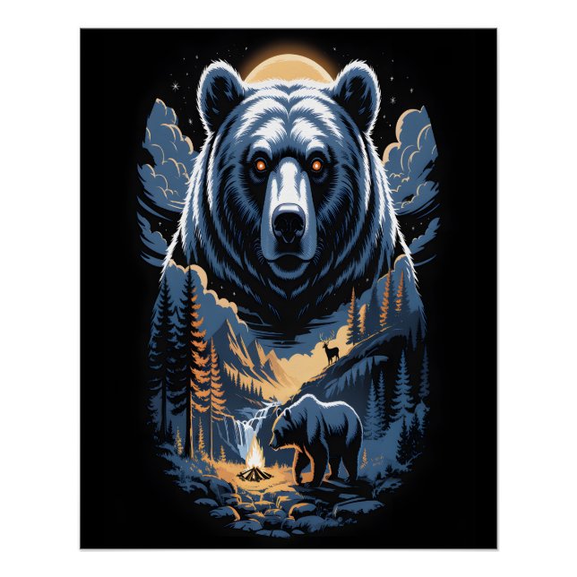 Póster Two bears in the forest dark 3 (Anverso)