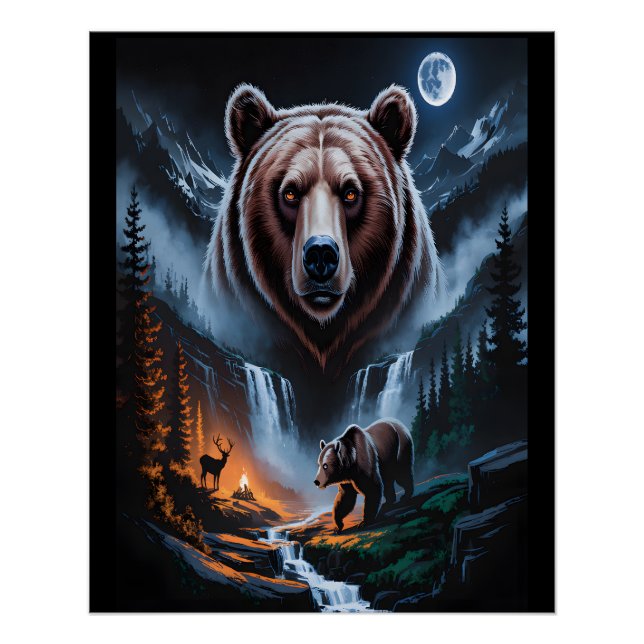 Póster Two bears in the forest dark 4 (Anverso)
