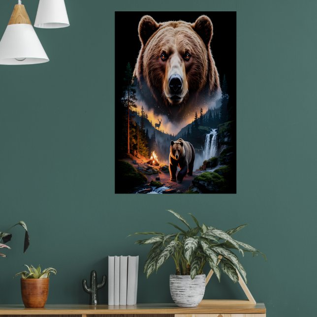 Póster Two bears in the forest dark 5 (Salón 1)