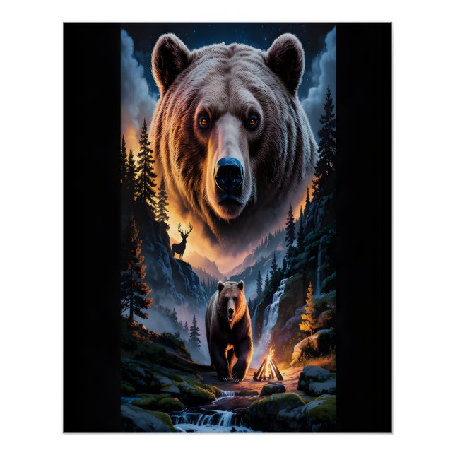 Póster Two bears in the forest dark 6 (Anverso)