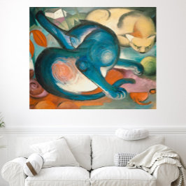 Póster Two Cats, Blue and Yellow (1912) by Franz Marc