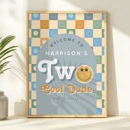 Póster Two Cool Dude Boys 2nd Birthday Welcome Sign