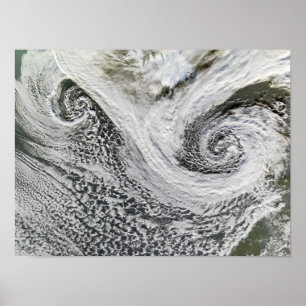 Póster Two cyclones formed in tandem south of Iceland