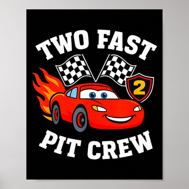 Póster Two Fast 2 2nd Birthday T Crew 2yr Year Old  (Frente)