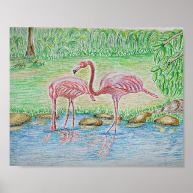 Póster two Flamingos (Frente)