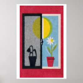 Póster Two Flowers Matchbox Print Vintage Eastern Europe