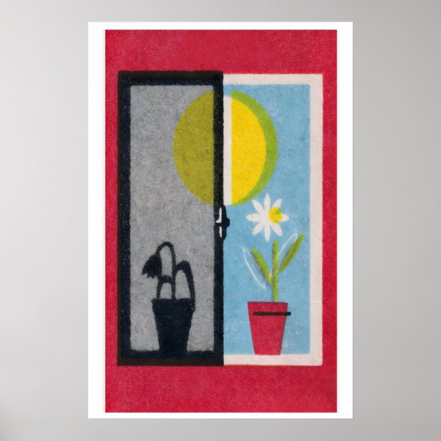 Póster Two Flowers Matchbox Print Vintage Eastern Europe (Frente)